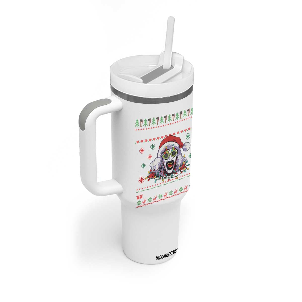 Terrifier Santa Christmas Tumbler With Handle Getting Into The Holiday Spirit Horror Movie TS14 Print Your Wear