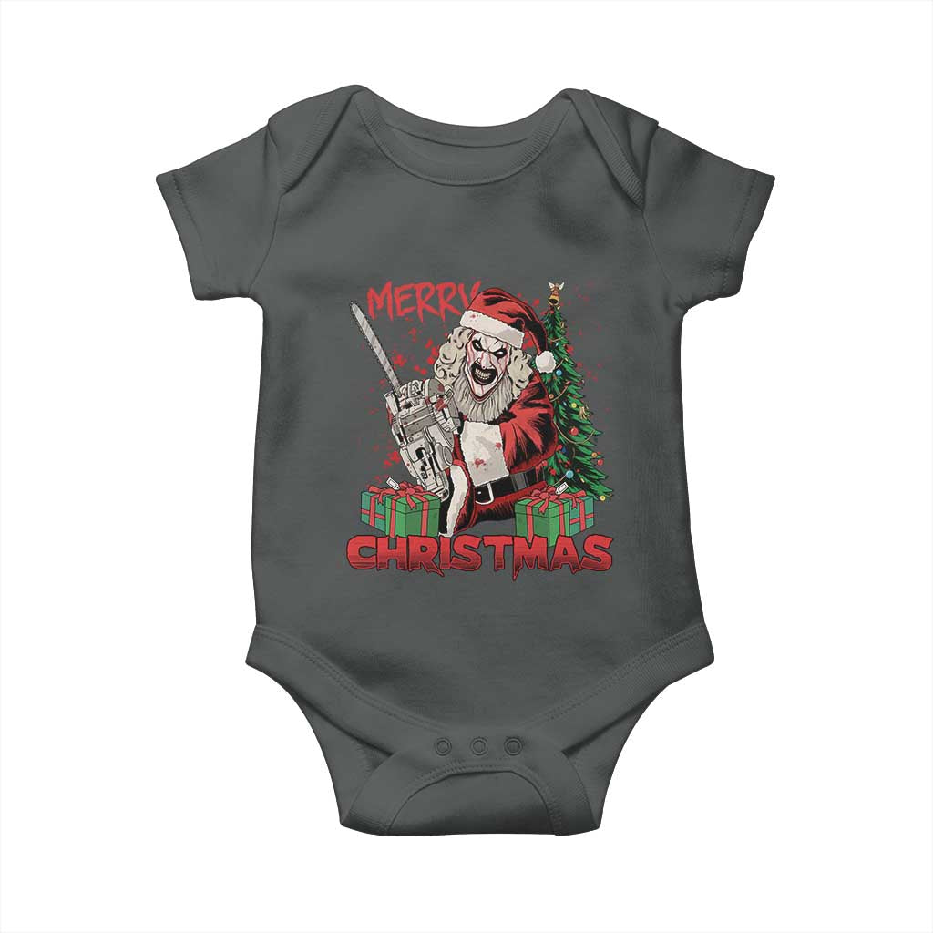 Terrifier Santa Christmas Horror Movie Baby Onesie TS14 Dark Heather Print Your Wear