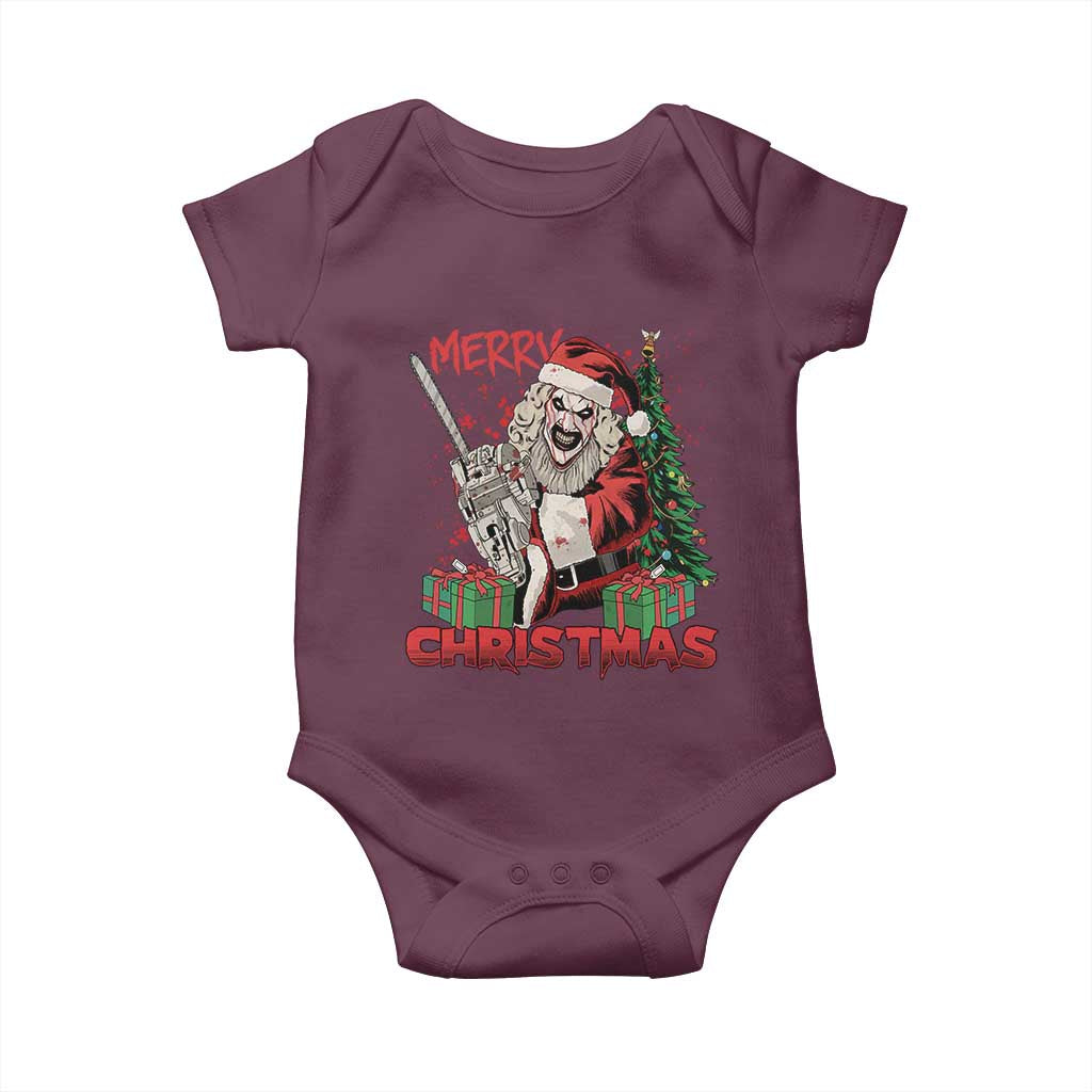 Terrifier Santa Christmas Horror Movie Baby Onesie TS14 Maroon Print Your Wear