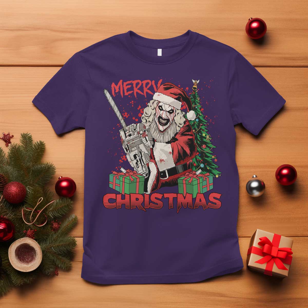 Terrifier Santa Christmas Horror Movie T Shirt TS14 Purple Print Your Wear