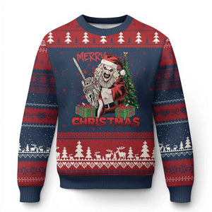 Terrifier Santa Xmas Horror Movie Ugly Christmas Sweater TS14 Navy Red Print Your Wear