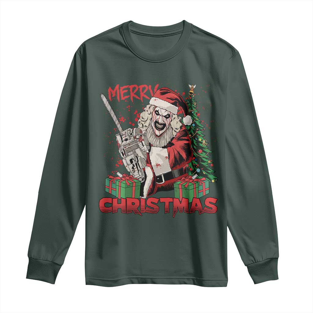Terrifier Santa Christmas Horror Movie Long Sleeve Shirt TS14 Dark Forest Green Print Your Wear