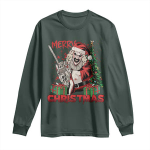 Terrifier Santa Christmas Horror Movie Long Sleeve Shirt TS14 Dark Forest Green Print Your Wear