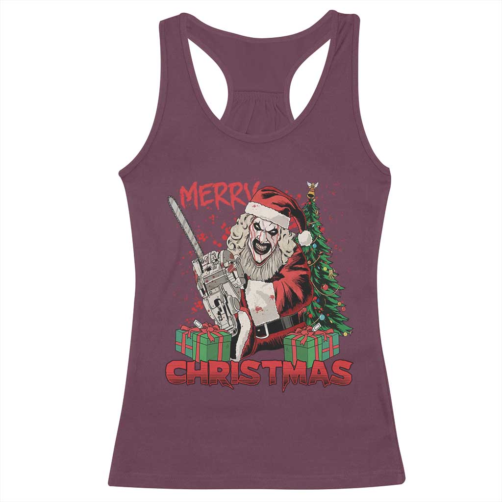 Terrifier Santa Christmas Horror Movie Racerback Tank Top TS14 Maroon Print Your Wear