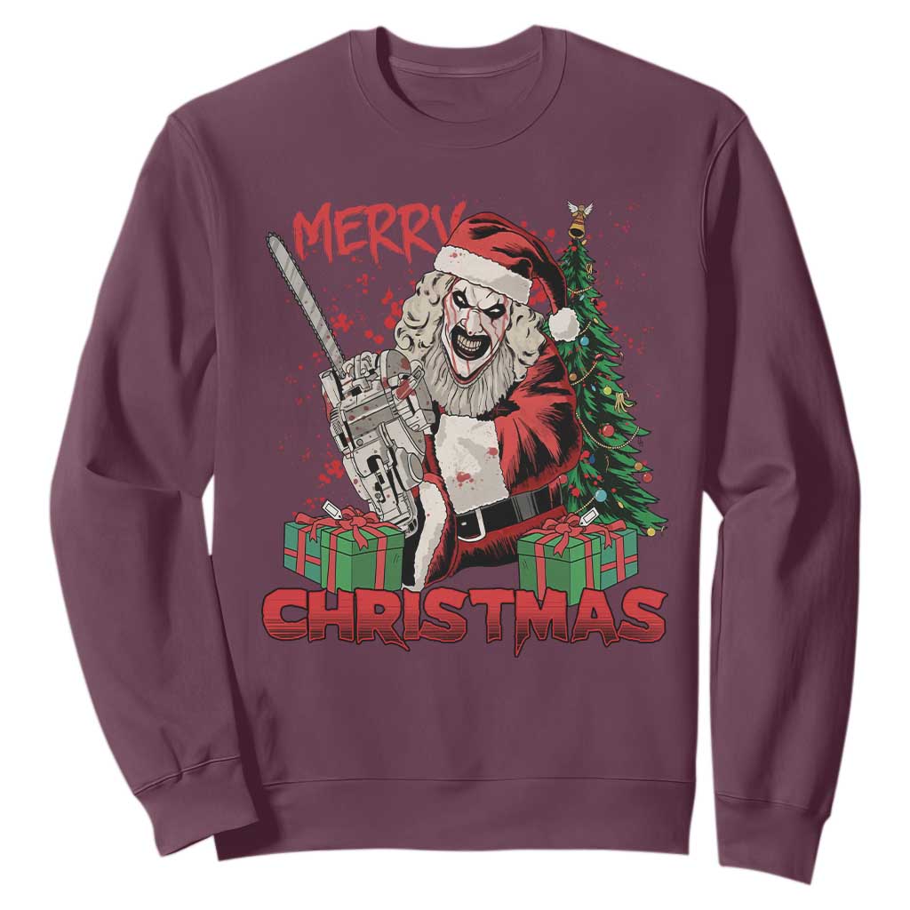 Terrifier Santa Christmas Horror Movie Sweatshirt TS14 Maroon Print Your Wear