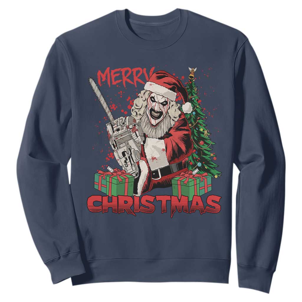 Terrifier Santa Christmas Horror Movie Sweatshirt TS14 Navy Print Your Wear