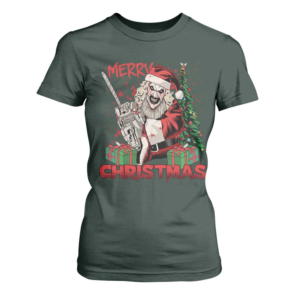 Terrifier Santa Christmas Horror Movie T Shirt For Women TS14 Dark Forest Green Print Your Wear