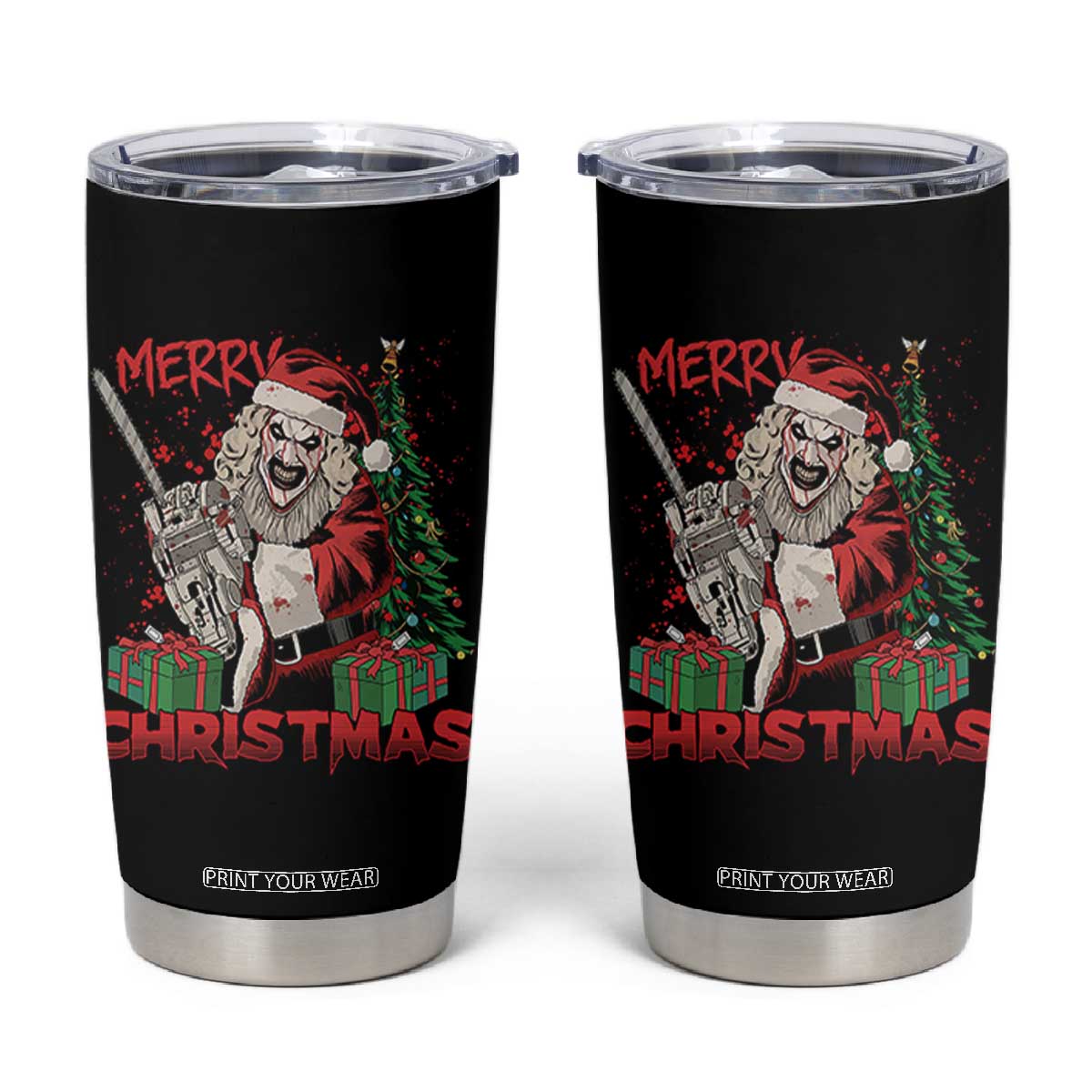Terrifier Santa Christmas Horror Movie Tumbler Cup TS14 Black Print Your Wear