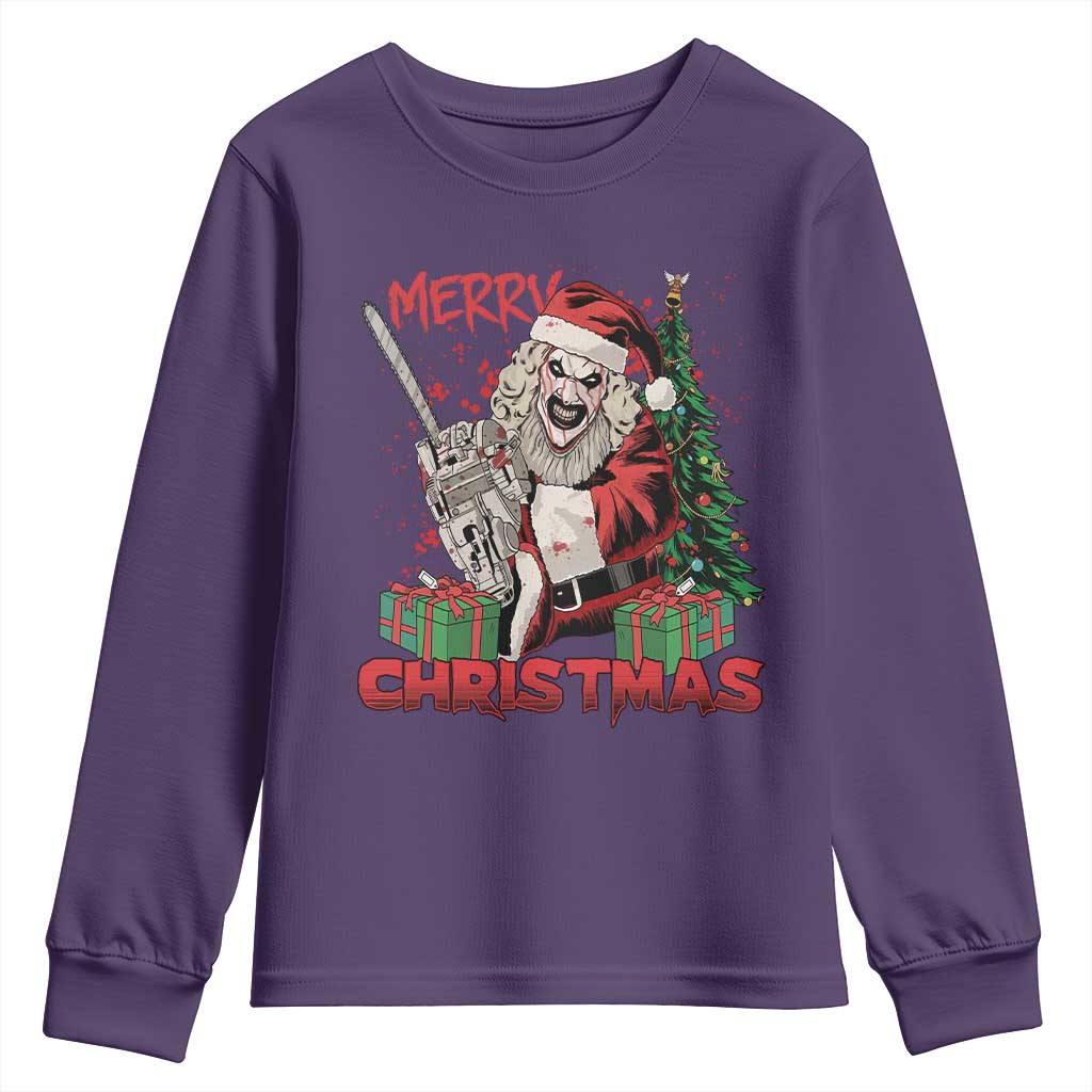 Terrifier Santa Christmas Horror Movie Youth Sweatshirt TS14 Purple Print Your Wear