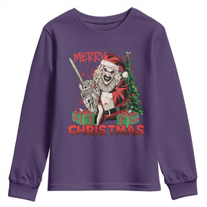 Terrifier Santa Christmas Horror Movie Youth Sweatshirt TS14 Purple Print Your Wear