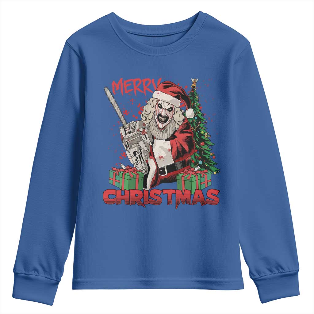 Terrifier Santa Christmas Horror Movie Youth Sweatshirt TS14 Royal Blue Print Your Wear