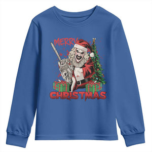 Terrifier Santa Christmas Horror Movie Youth Sweatshirt TS14 Royal Blue Print Your Wear