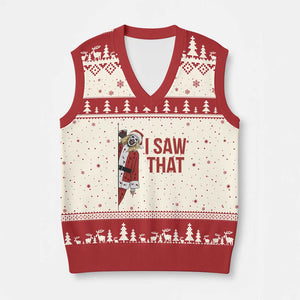 Terrifier Santa Xmas Movie V-Neck Knit Sweater Vest I Saw That Meme TS14 Beige Red Print Your Wear