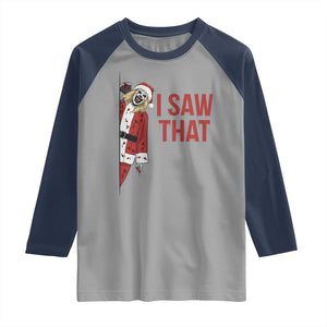 Terrifier Santa Christmas Movie Raglan Shirt I Saw That Meme TS14 Sport Gray Navy Print Your Wear