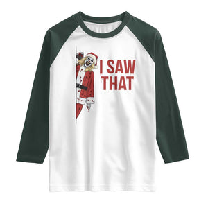 Terrifier Santa Christmas Movie Raglan Shirt I Saw That Meme TS14 White Dark Forest Green Print Your Wear