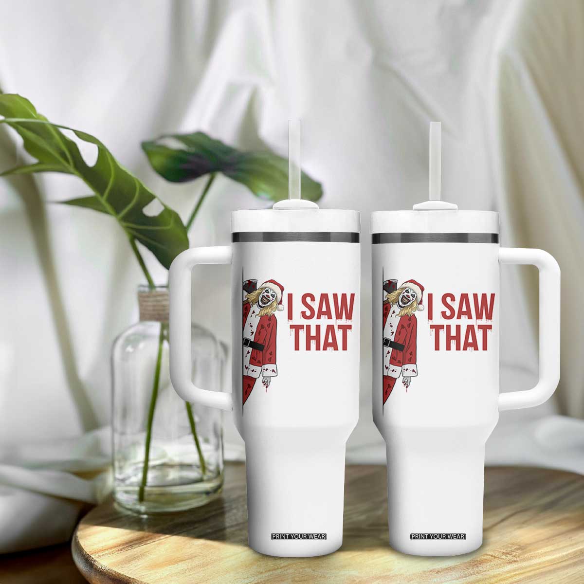 Terrifier Santa Christmas Movie Tumbler With Handle I Saw That Meme TS14 Print Your Wear