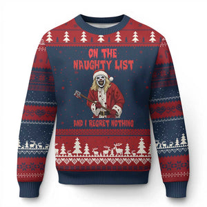 Terrifier Santa Xmas Movie Ugly Christmas Sweater On The Naughty List And I Regret Nothing TS14 Navy Red Print Your Wear