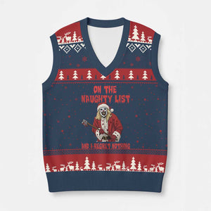 Terrifier Santa Xmas Movie V-Neck Knit Sweater Vest On The Naughty List And I Regret Nothing TS14 Navy Red Print Your Wear
