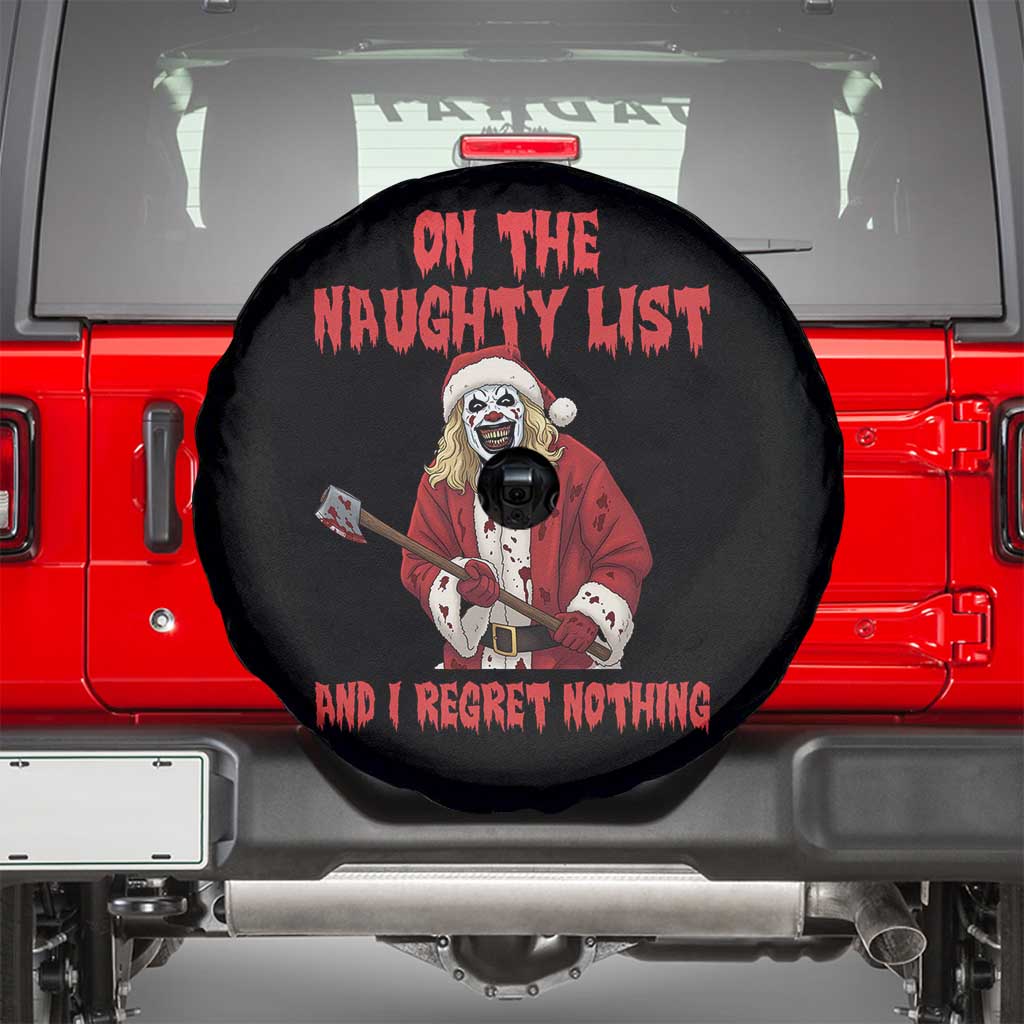 Terrifier Santa Christmas Movie Spare Tire Cover On The Naughty List And I Regret Nothing TS14 Black Print Your Wear