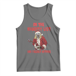 Terrifier Santa Christmas Movie Tank Top On The Naughty List And I Regret Nothing TS14 Black Heather Print Your Wear