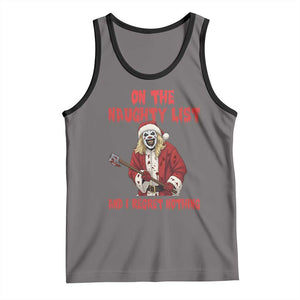 Terrifier Santa Christmas Movie Tank Top On The Naughty List And I Regret Nothing TS14 Deep Heather Black Print Your Wear
