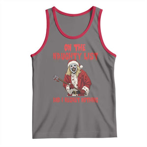 Terrifier Santa Christmas Movie Tank Top On The Naughty List And I Regret Nothing TS14 Deep Heather Red Print Your Wear