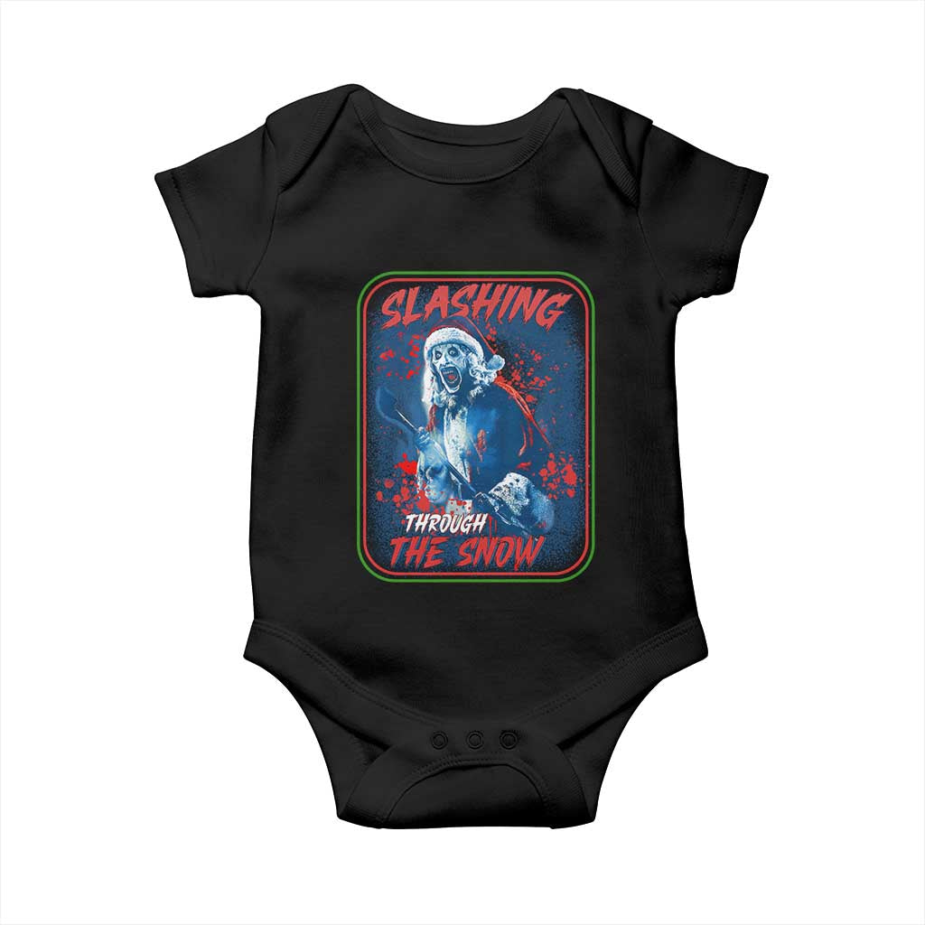 Terrifier Santa Christmas Baby Onesie Slashing Through The Snow TS14 Black Print Your Wear