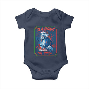 Terrifier Santa Christmas Baby Onesie Slashing Through The Snow TS14 Navy Print Your Wear