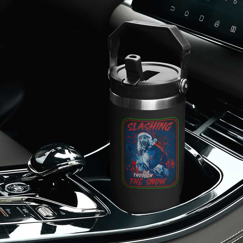 Terrifier Santa Christmas Flip Straw Tumbler Slashing Through The Snow TS14 Print Your Wear