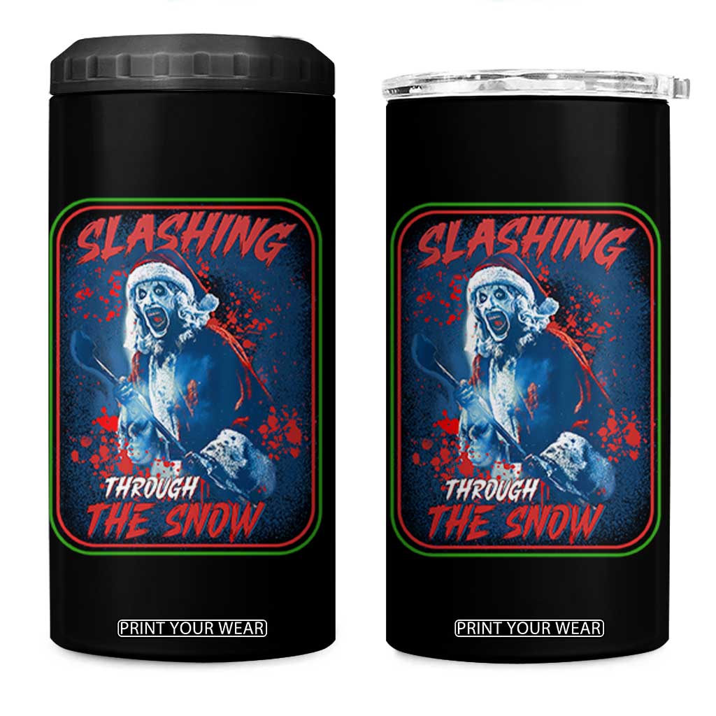 Terrifier Santa Christmas 4 in 1 Can Cooler Tumbler Slashing Through The Snow TS14 One Size: 16 oz Black Print Your Wear