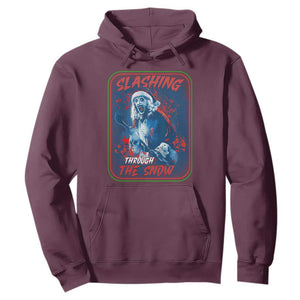 Terrifier Santa Christmas Hoodie Slashing Through The Snow TS14 Maroon Print Your Wear