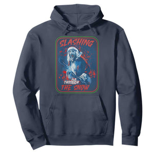 Terrifier Santa Christmas Hoodie Slashing Through The Snow TS14 Navy Print Your Wear