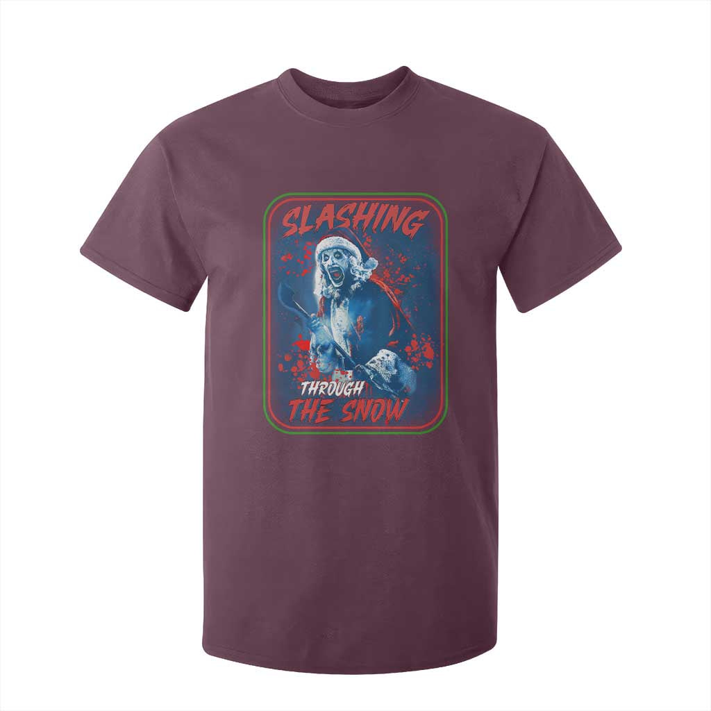 Terrifier Santa Christmas T Shirt For Kid Slashing Through The Snow TS14 Maroon Print Your Wear