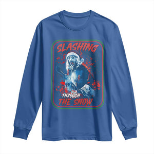 Terrifier Santa Christmas Long Sleeve Shirt Slashing Through The Snow TS14 Royal Blue Print Your Wear