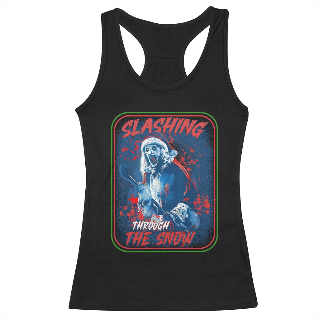 Terrifier Santa Christmas Racerback Tank Top Slashing Through The Snow - Print Your Wear