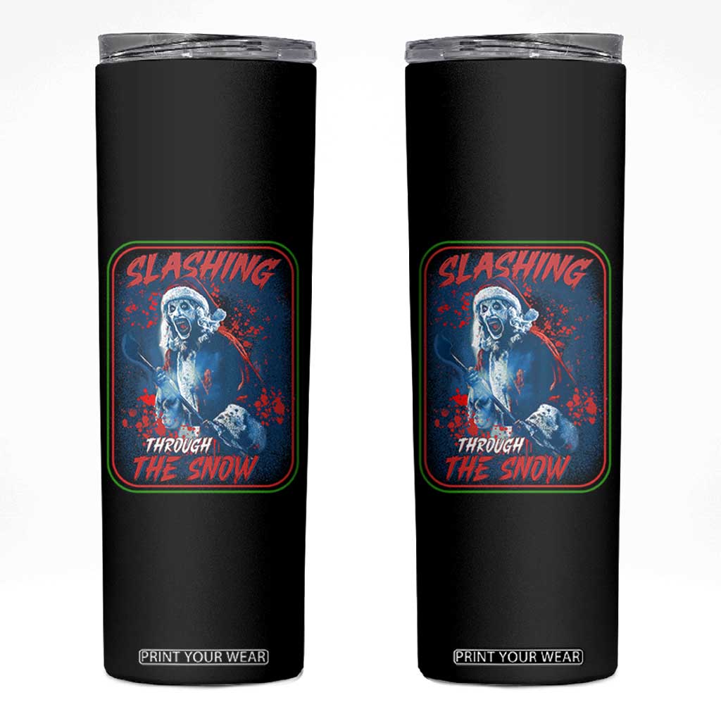 Terrifier Santa Christmas Skinny Tumbler Slashing Through The Snow TS14 Black Print Your Wear