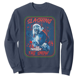 Terrifier Santa Christmas Sweatshirt Slashing Through The Snow TS14 Navy Print Your Wear