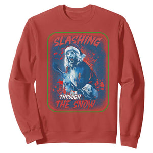 Terrifier Santa Christmas Sweatshirt Slashing Through The Snow TS14 Red Print Your Wear