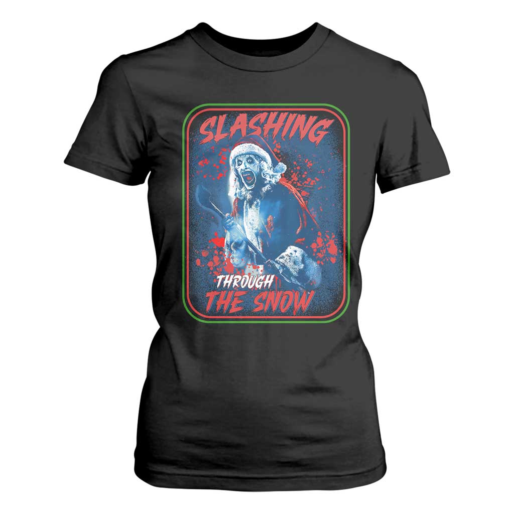 Terrifier Santa Christmas T Shirt For Women Slashing Through The Snow TS14 Black Print Your Wear