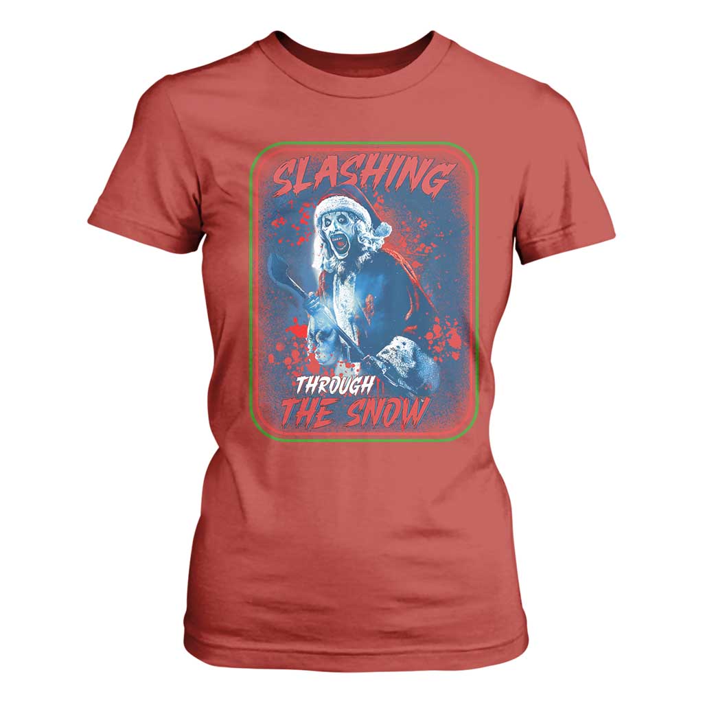 Terrifier Santa Christmas T Shirt For Women Slashing Through The Snow TS14 Red Print Your Wear