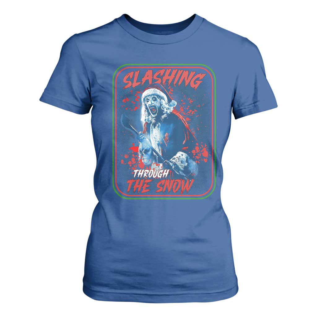 Terrifier Santa Christmas T Shirt For Women Slashing Through The Snow TS14 Royal Blue Print Your Wear