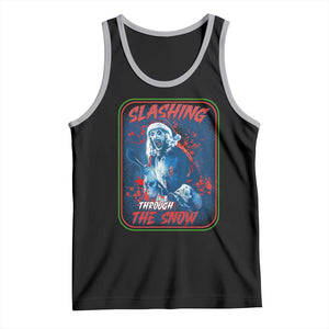 Terrifier Santa Christmas Tank Top Slashing Through The Snow TS14 Black Athletic Heather Print Your Wear