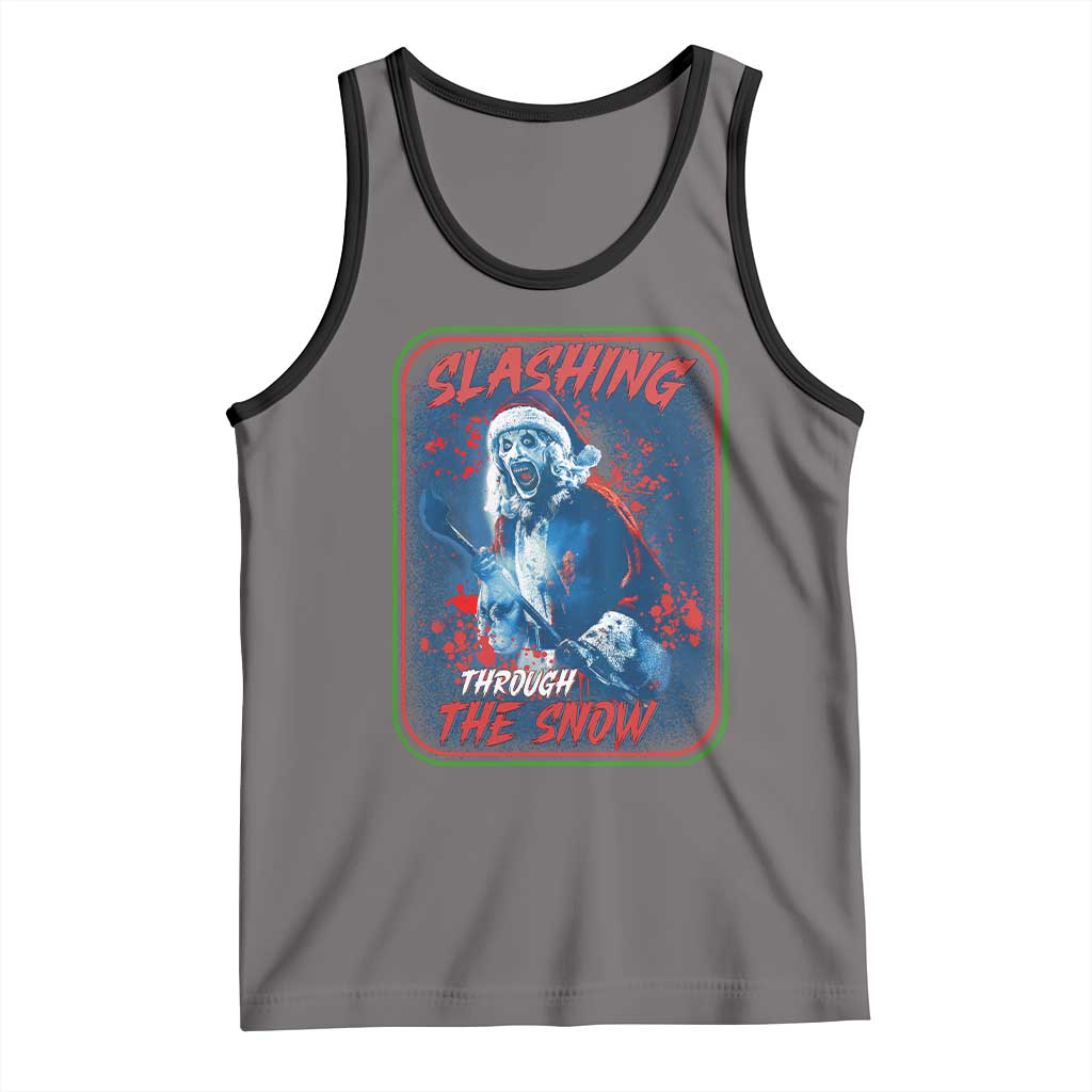 Terrifier Santa Christmas Tank Top Slashing Through The Snow TS14 Deep Heather Black Print Your Wear