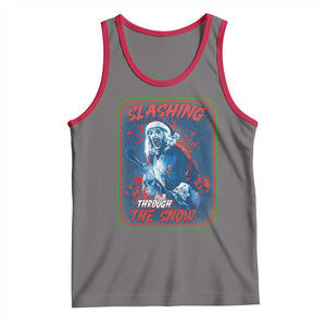 Terrifier Santa Christmas Tank Top Slashing Through The Snow TS14 Deep Heather Red Print Your Wear