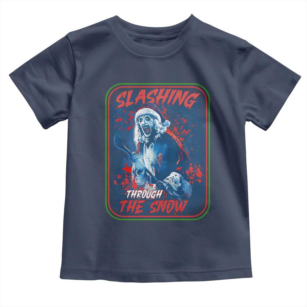 Terrifier Santa Christmas Toddler T Shirt Slashing Through The Snow TS14 Navy Print Your Wear
