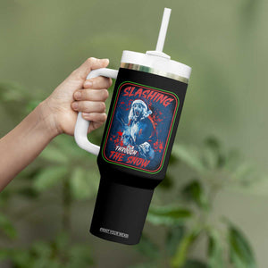 Terrifier Santa Christmas Tumbler With Handle Slashing Through The Snow TS14 Print Your Wear
