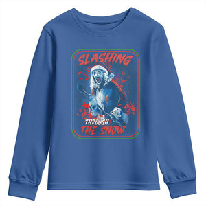 Terrifier Santa Christmas Youth Sweatshirt Slashing Through The Snow TS14 Royal Blue Print Your Wear