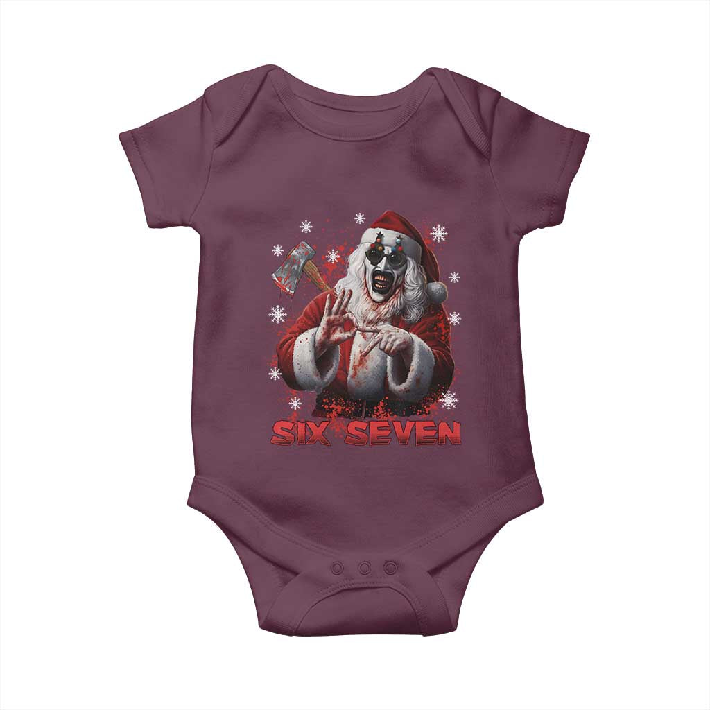 67 Terrifier Santa Horror Christmas Baby Onesie Funny Six Seven Meme Holiday Movie TS14 Maroon Print Your Wear