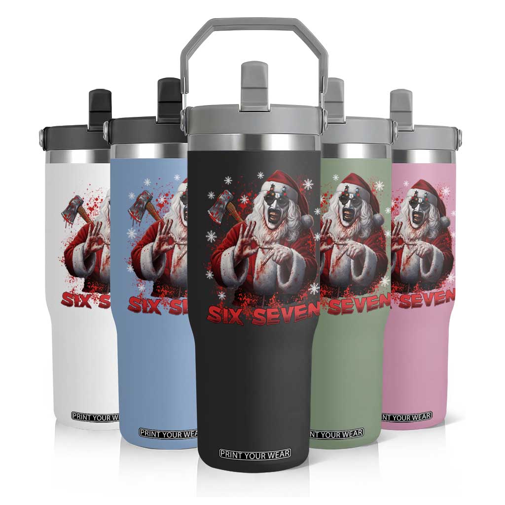 67 Terrifier Santa Horror Christmas Flip Straw Tumbler Funny Six Seven Meme Holiday Movie TS14 Print Your Wear