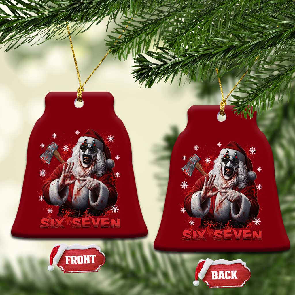 67 Terrifier Santa Horror Christmas Ceramic Ornament Funny Six Seven Meme Holiday Movie - Print Your Wear